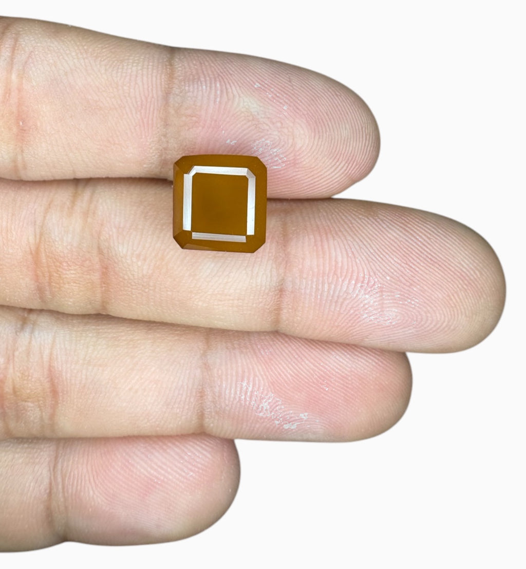 Natural Yellow Onyx Stone 6.55 Carats Emerald Cut Shape Size 10.1x10.3mm