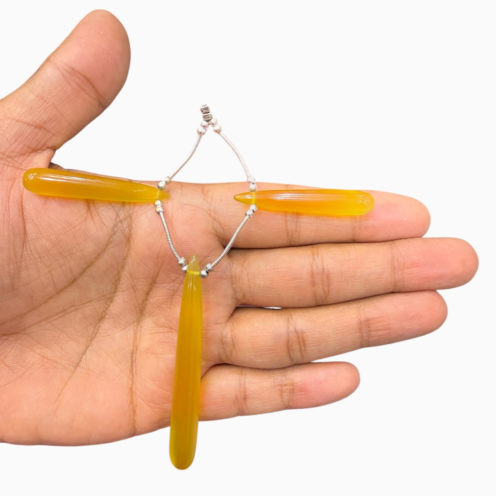 Yellow Onyx Long Drops For Jewellery From 5 - 25 Carats 5 - 50 mm