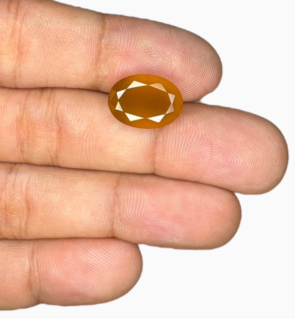 Natural Yellow Onyx Stone 6.69 Carats Oval Flat Size 14.2x10.4mm