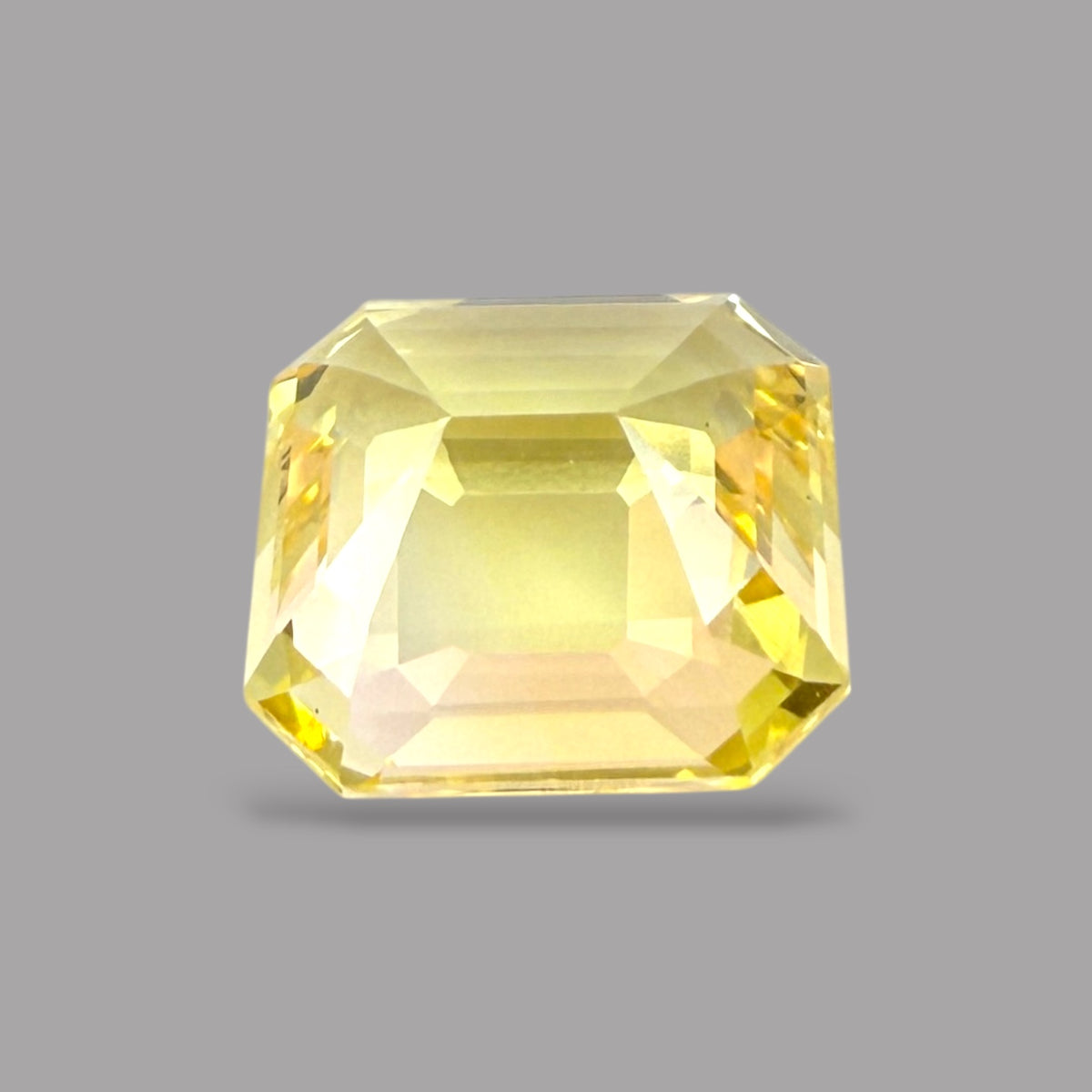 Yellow Sapphire 4.17 Carats Square Emerald Step Cut From Srilanka 100 % Natural