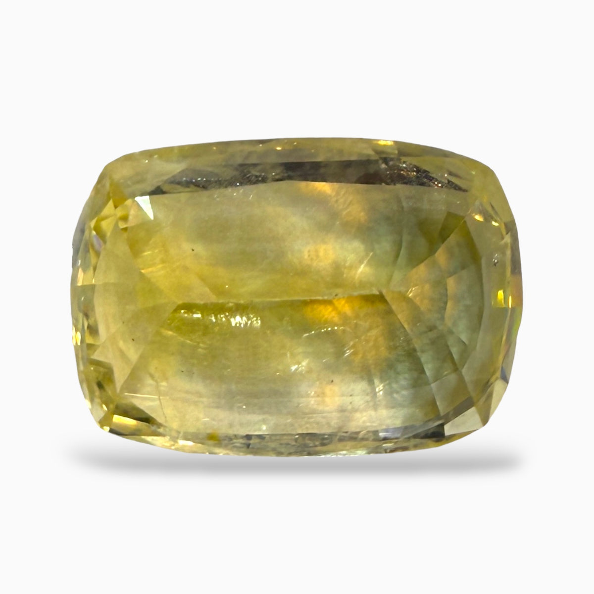 Yellow Sapphire Precious Stone Cushion Cut 9.58 Carats Unheated From Srilanka IGI Certified