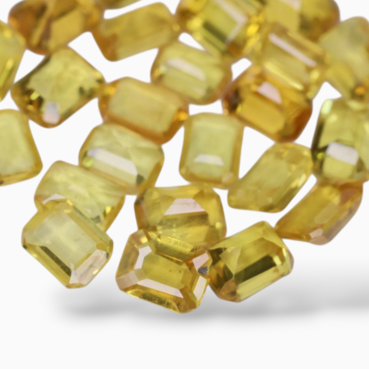 Yellow Sapphire Stone Emerald Cut Shape Mix Carats & 4x3mm Size