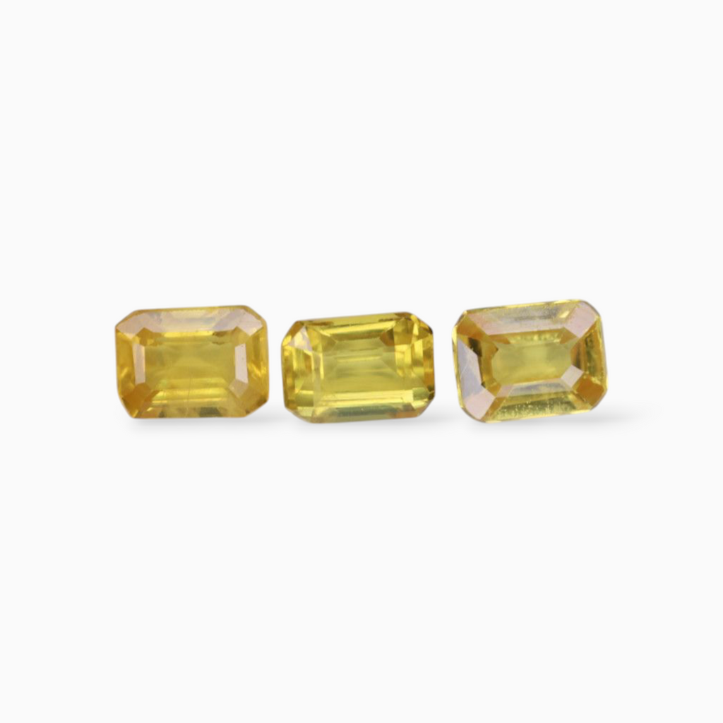 Yellow Sapphire Stone Emerald Cut Shape Mix Carats & 4x3mm Size