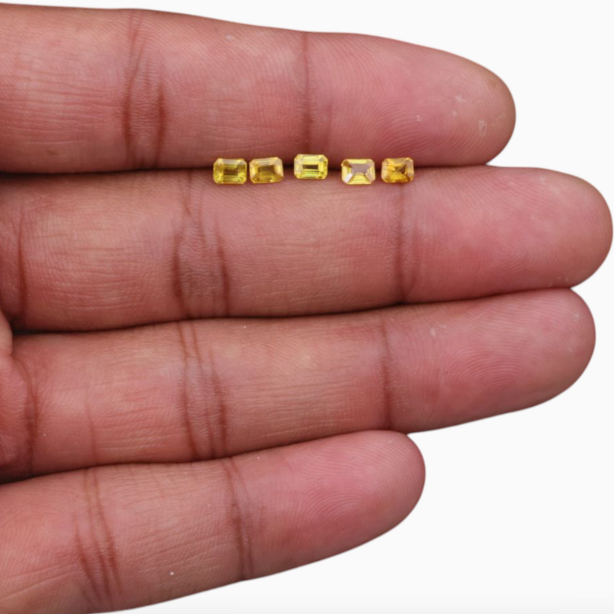 Yellow Sapphire Stone Emerald Cut Shape Mix Carats & 4x3mm Size
