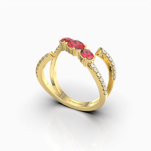 Marnie - Oval Ruby & Moissanite Open Wrap Ring in 18K Solid Gold