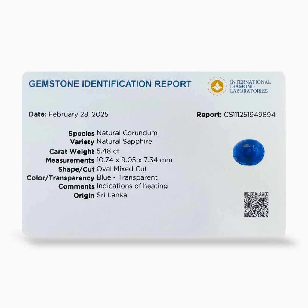 Royal Blue Sapphire Stone Oval Cut 5.48 Carats From Srilanka