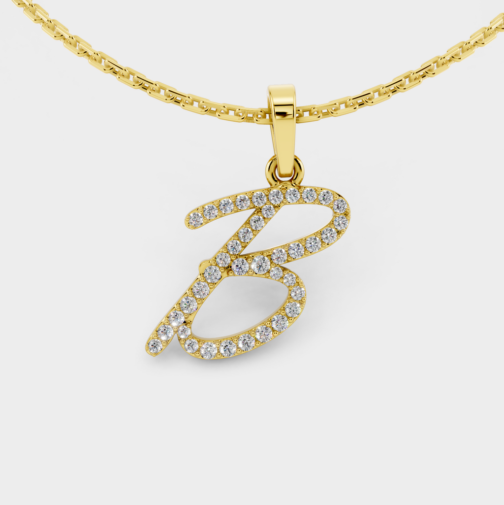 B Pendant Necklace (Gold)
