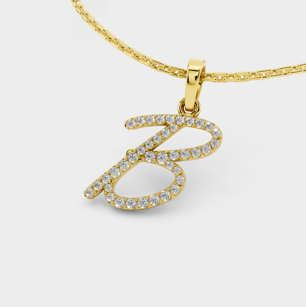 B Pendant Necklace (Gold)