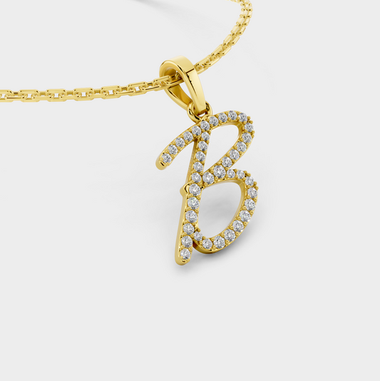 B Pendant Necklace (Gold)