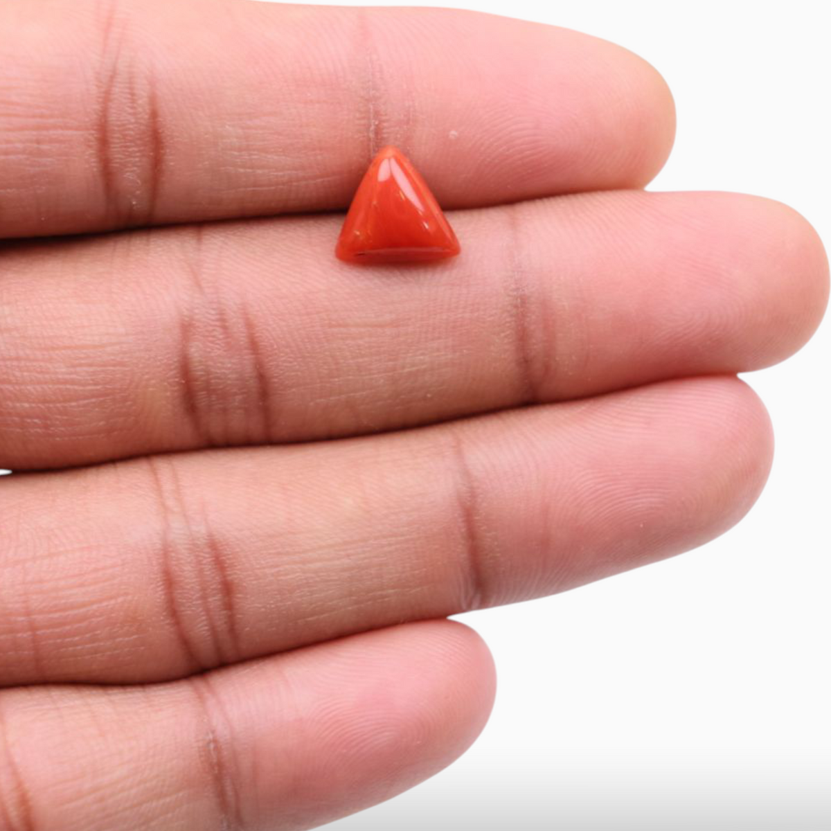 Buy Now Best Coral Stone For Sale 2.91 Carats Triangle Shape Size 9.5mm