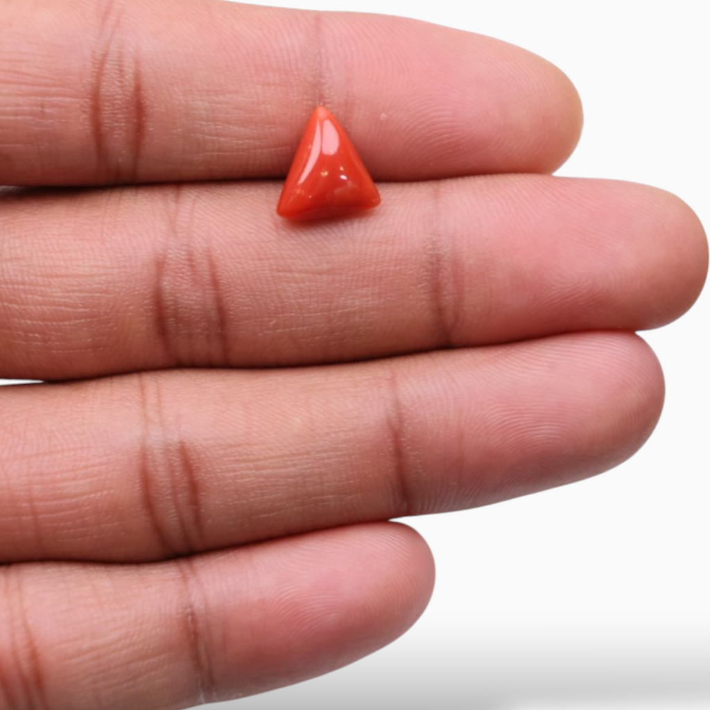 Buy Original Moonga Stone For Sale 3.13 Carats Triangle Shape Size 11mm