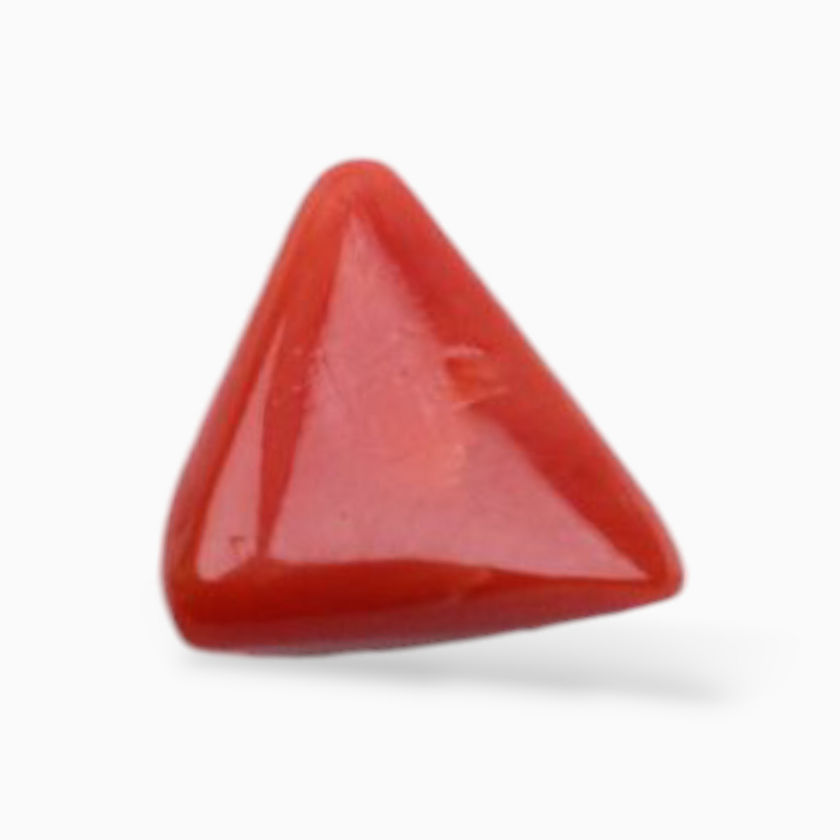 Original Red Coral Stone For Sale 3.46 Carats Triangle Shape Size 10.6mm