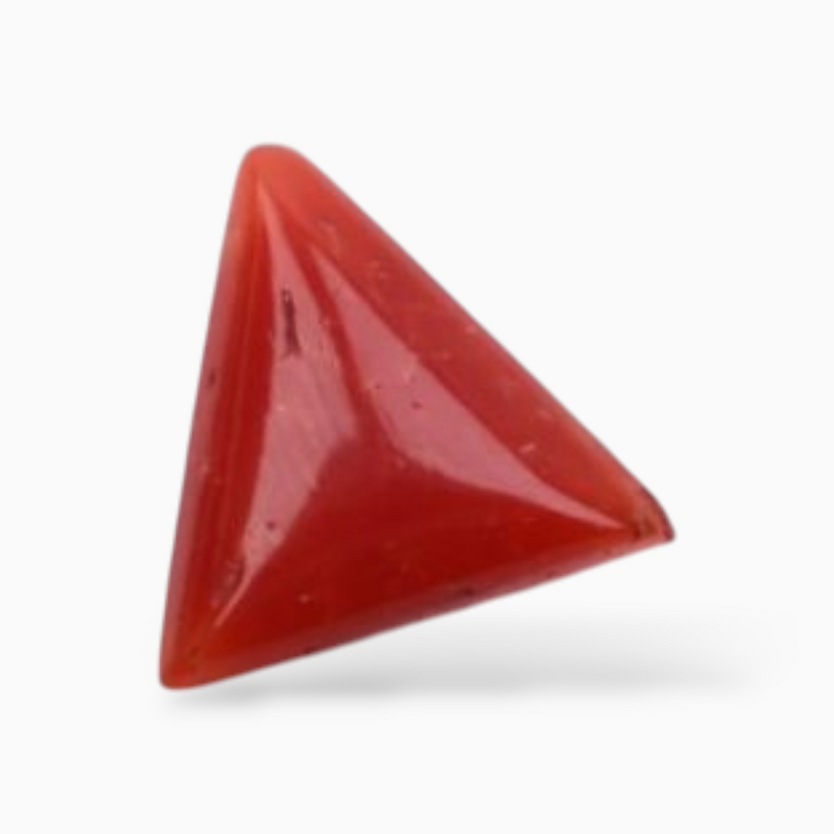 Real Coral Moonga Stone For Sale 3.40 Carats Triangle Shape Size 11.1mm