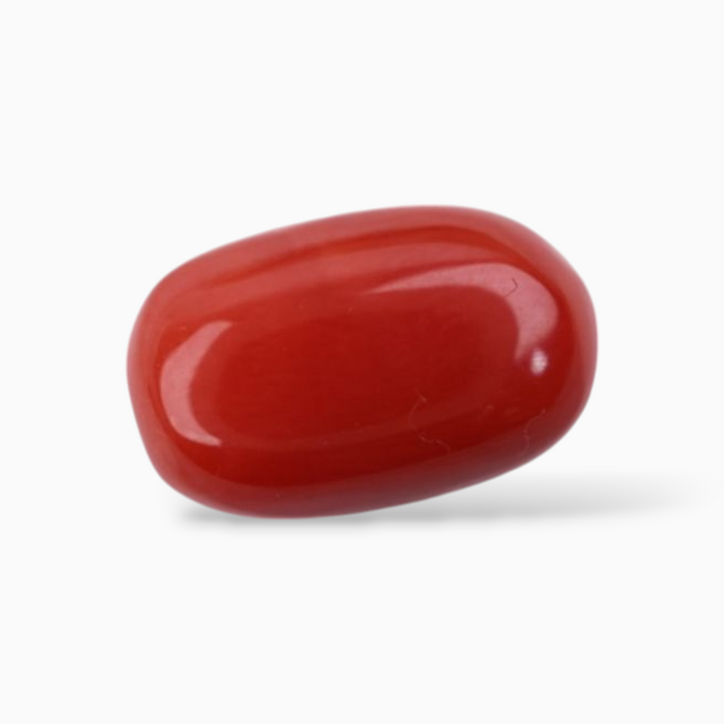 Sale On Red Coral Stone 4.81 Carats In Oval Cabochon Shape 11.5x7.3mm Size