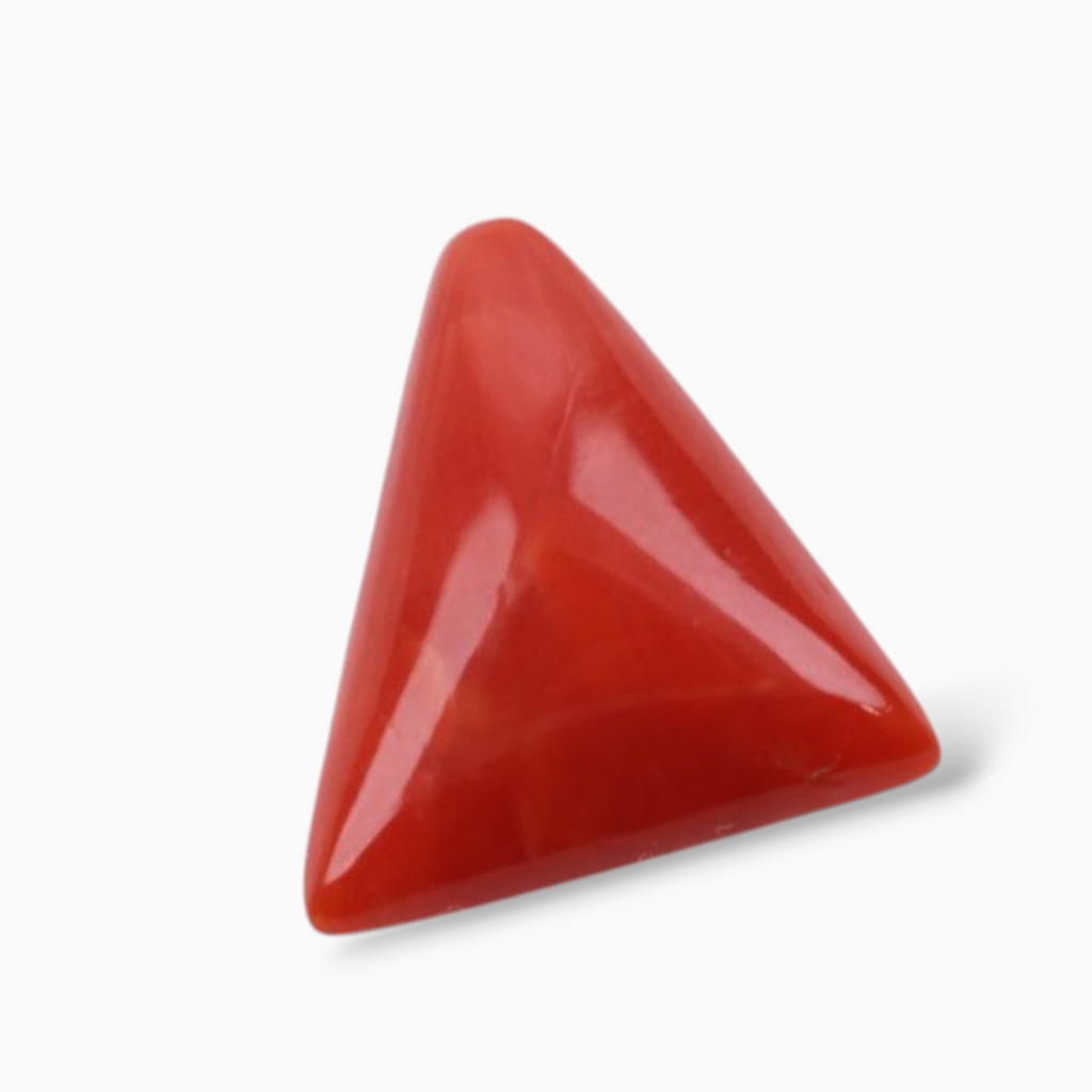 Italian Red Coral  For Sale 2.99 Carats Triangle Shape Size 11mm