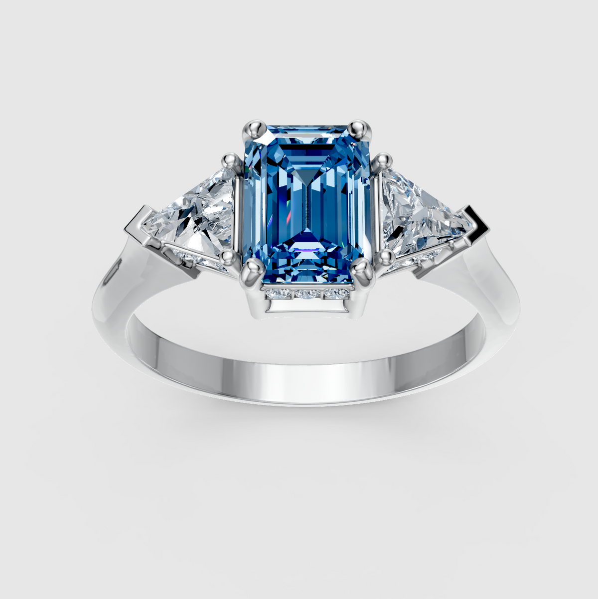 Ava - 18K Solid Gold Emerald-Cut Natural Sky Blue Topaz Ring with Moissanites | Yellow, White & Rose Gold
