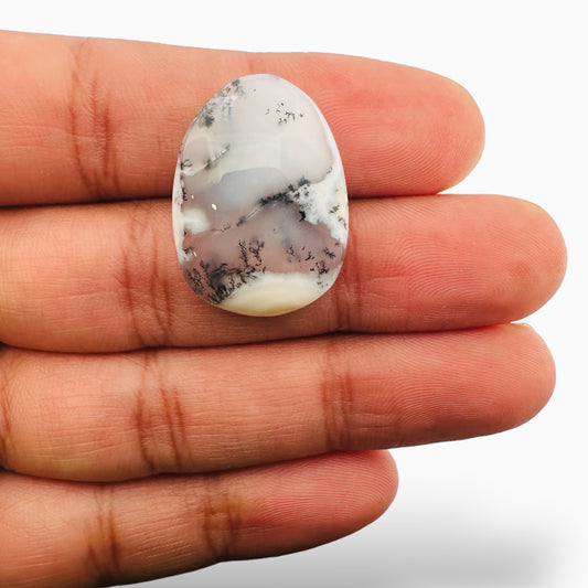 Natural Dendritic Agate Stone (Aqeeq) Oval Cabochon 25.45 Carats