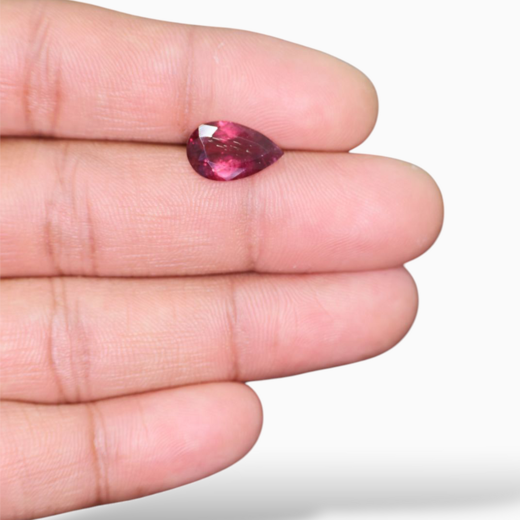 Natural Rubellite Tourmaline - Pear 3.39ct Pink-Red Gemstone