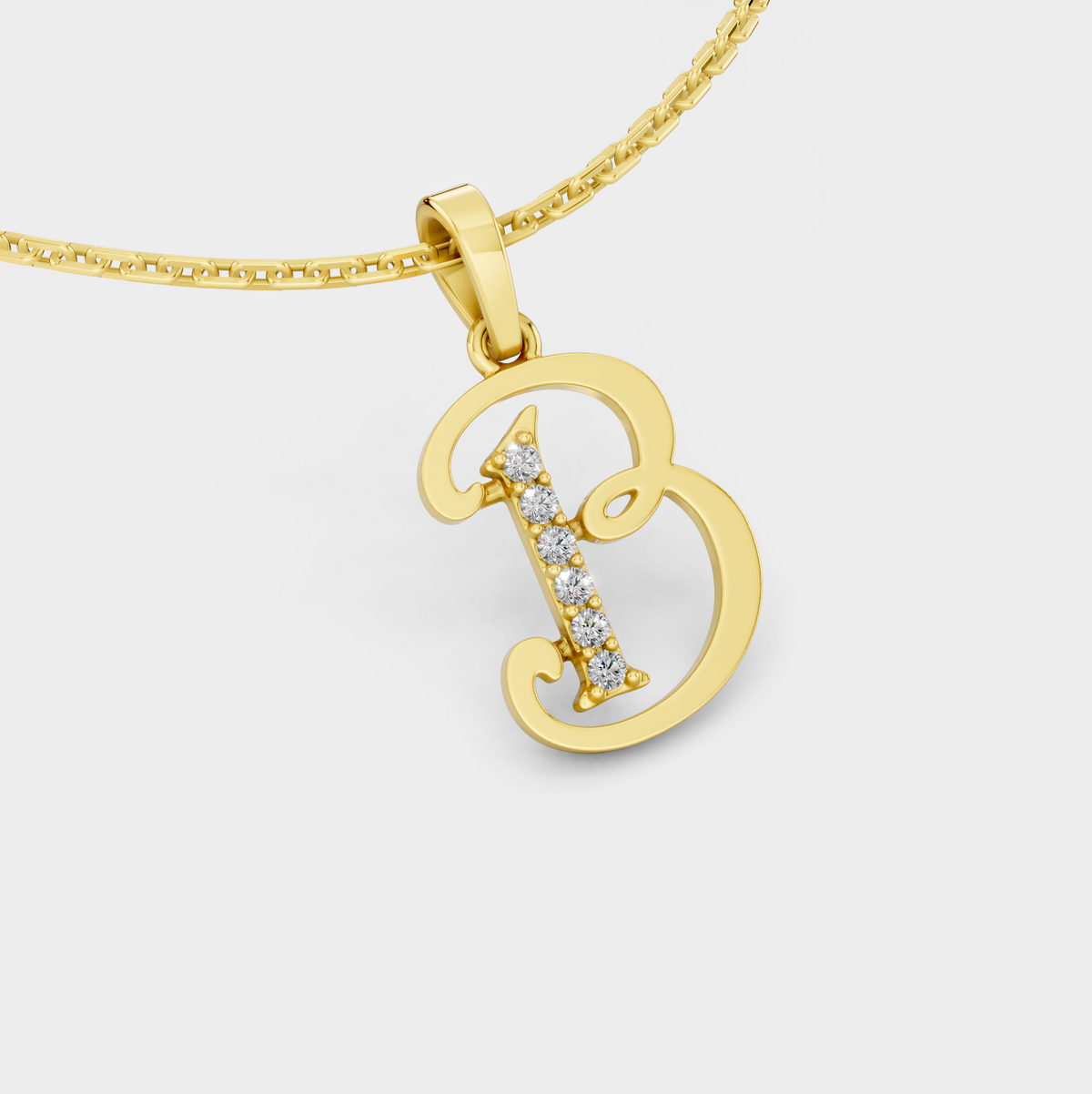 Letter B Pendant Necklace (Gold)