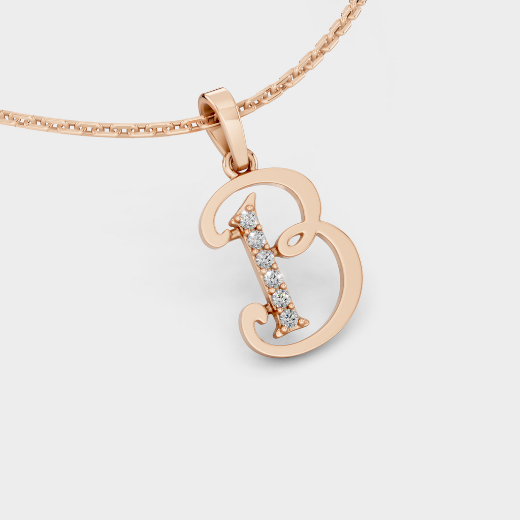 Letter B Pendant Necklace (Gold)