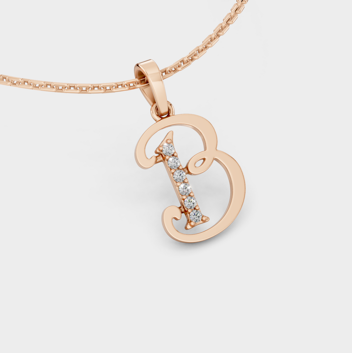 Letter B Pendant Necklace (Gold)