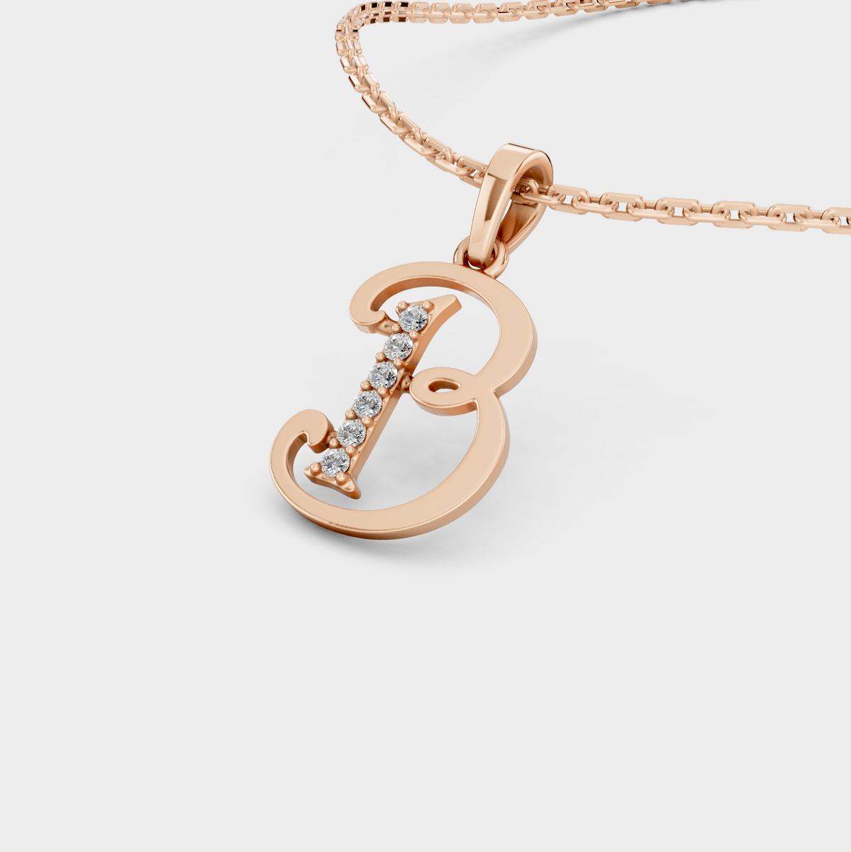 Letter B Pendant Necklace (Gold)