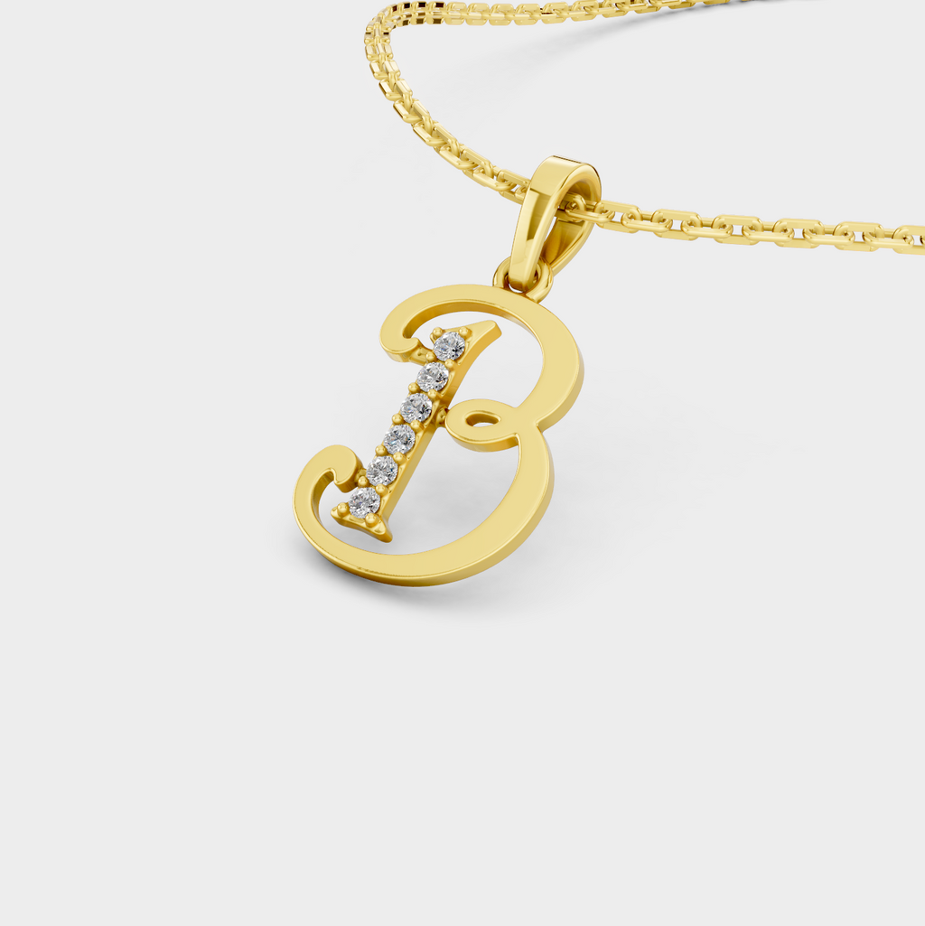 Letter B Pendant Necklace (Gold)