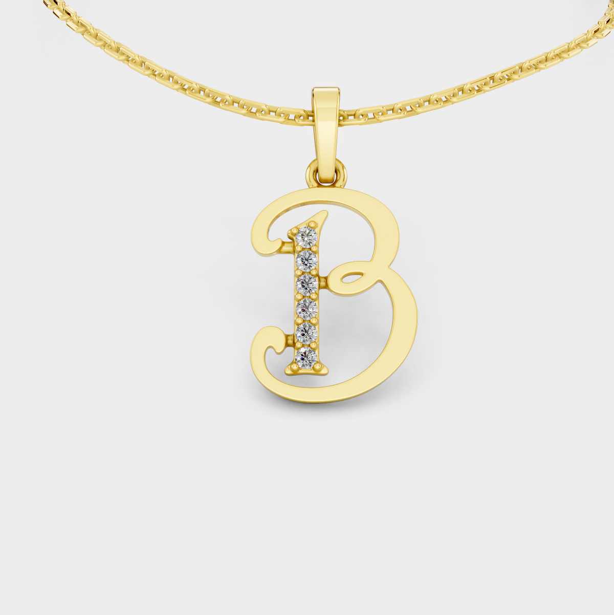 Letter B Pendant Necklace (Gold)