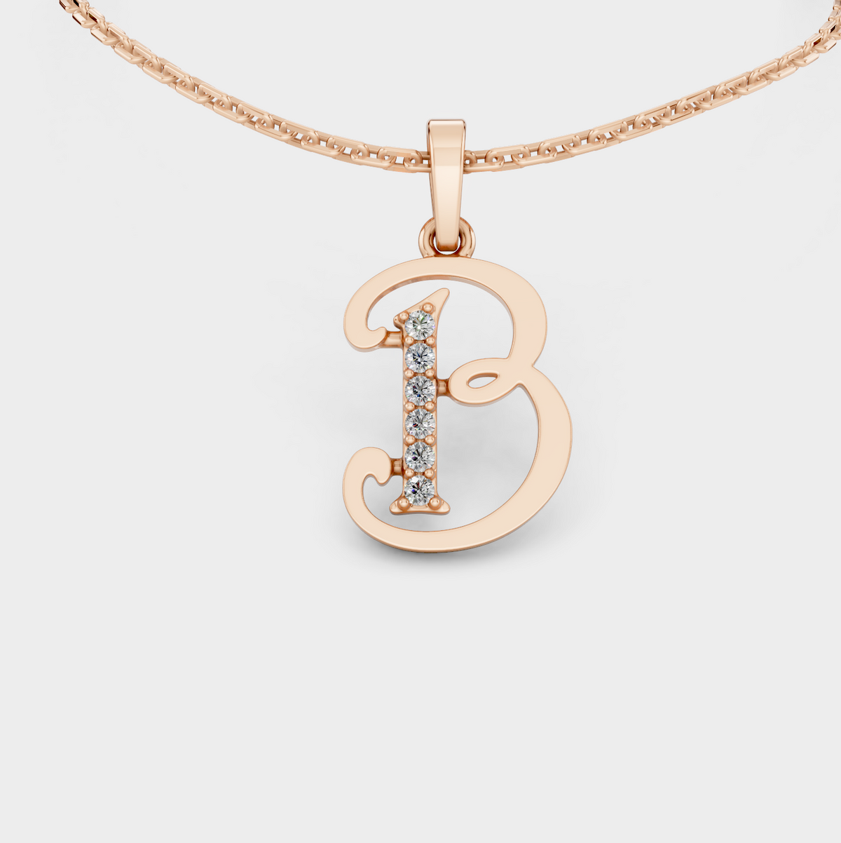 Letter B Pendant Necklace (Gold)