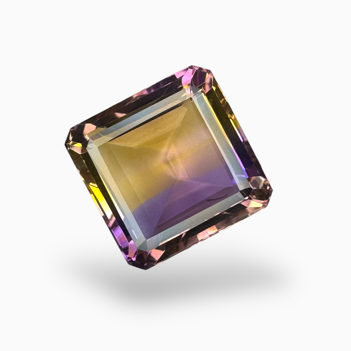 Natural Bicolor Ametrine Gemstone 18.05 Carats Emerald Cut Shape Size 16X16mm