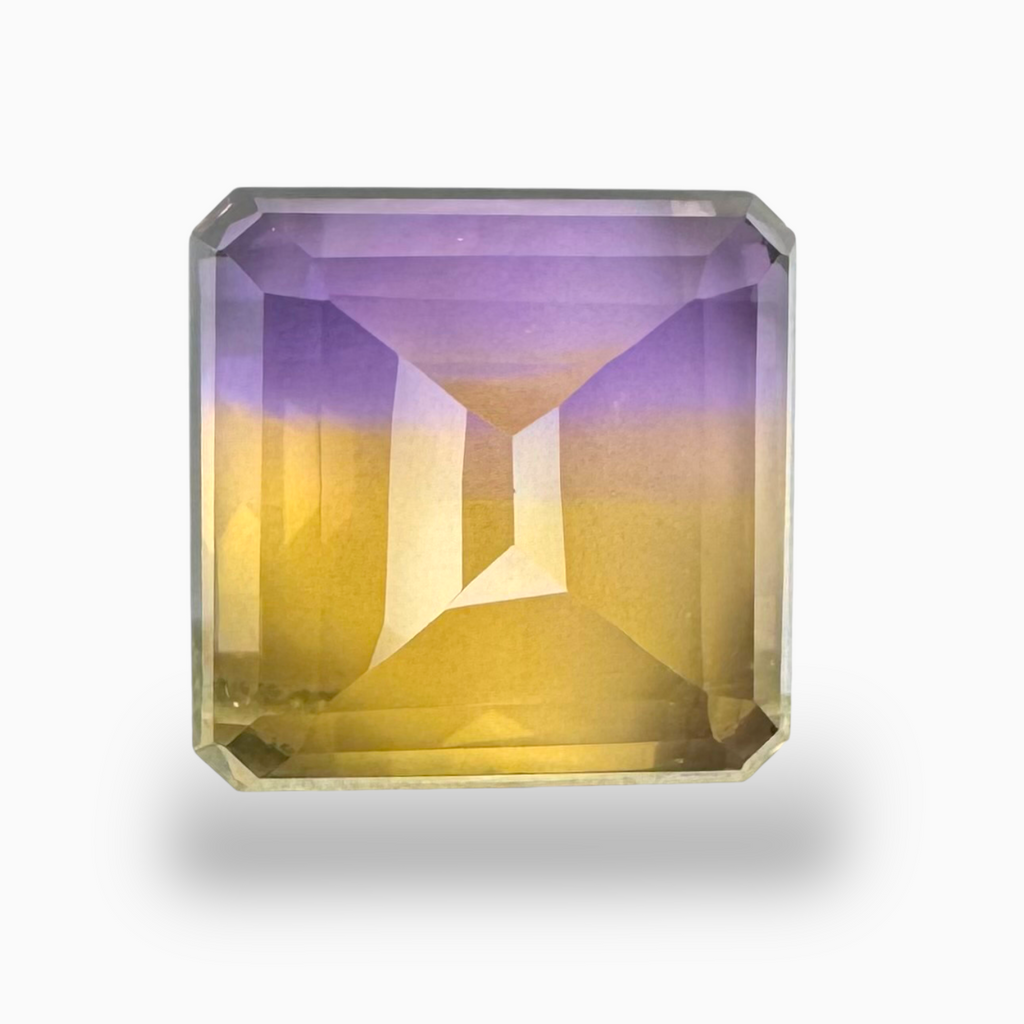 Natural Bicolor Ametrine Gemstone 18.05 Carats Emerald Cut Shape Size 16X16mm
