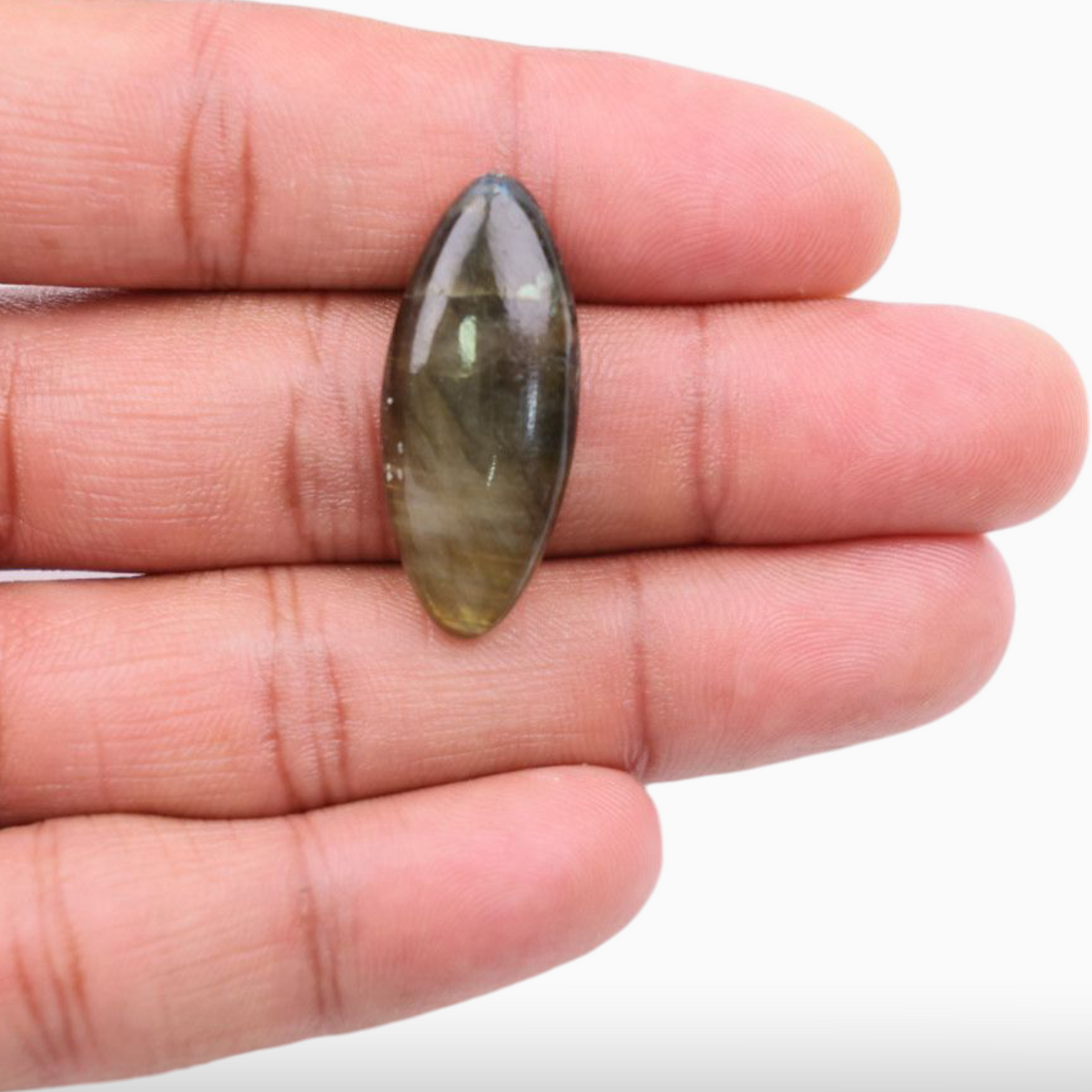 Original African Labradorite Crystal For Sale Marquise Cabochon Shape 20.42 Carats 32x13.6mm