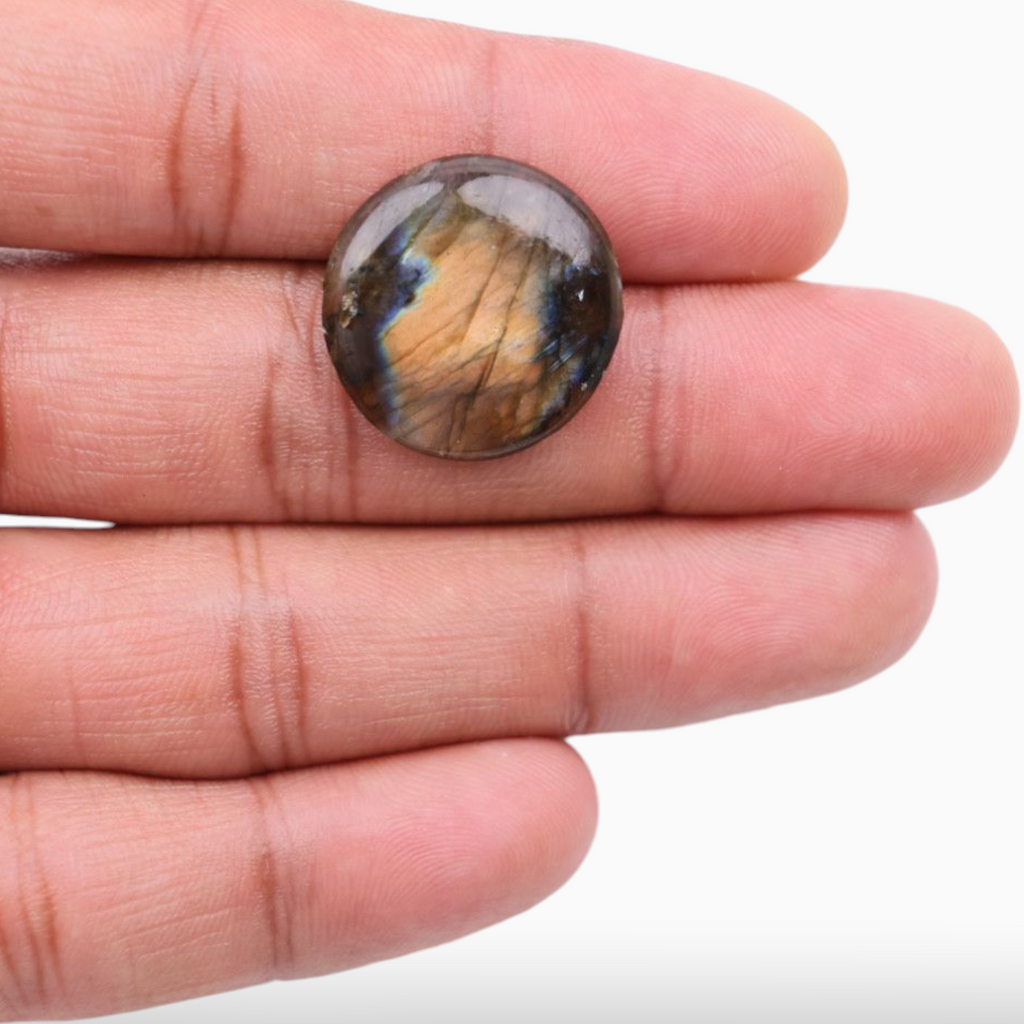 Buy Now Original African Labradorite Crystal For Sale Round Cabochon Shape 15.55 Carats 22mm