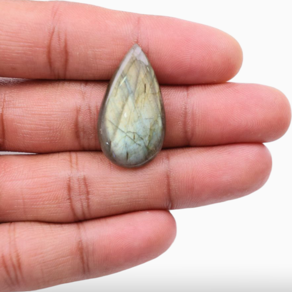 Buy Now African Labradorite Crystal For Sale Pear Cabochon Shape 20.27 Carats 32x17.8mm