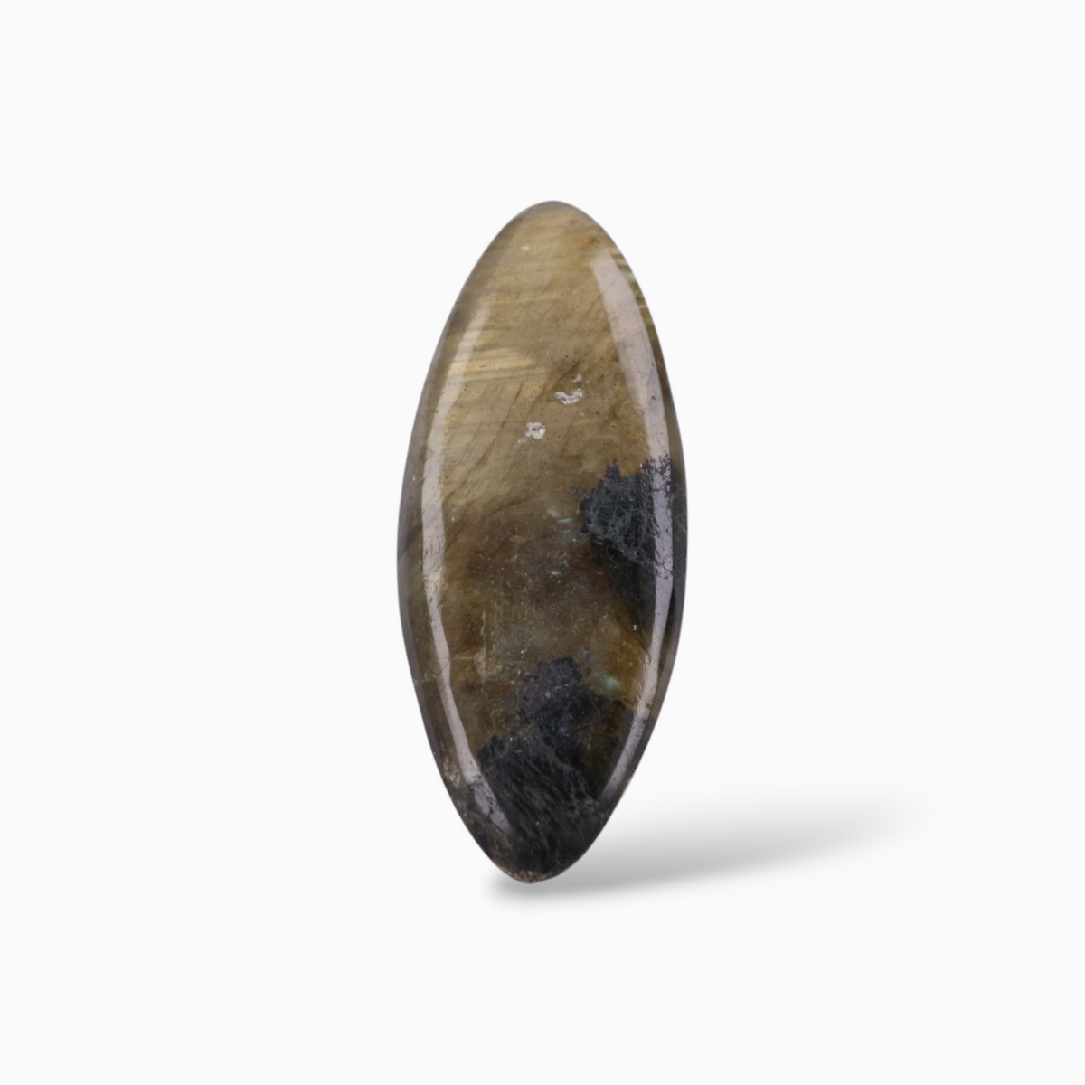 Original African Labradorite Crystal For Sale Marquise Cabochon Shape 20.42 Carats 32x13.6mm