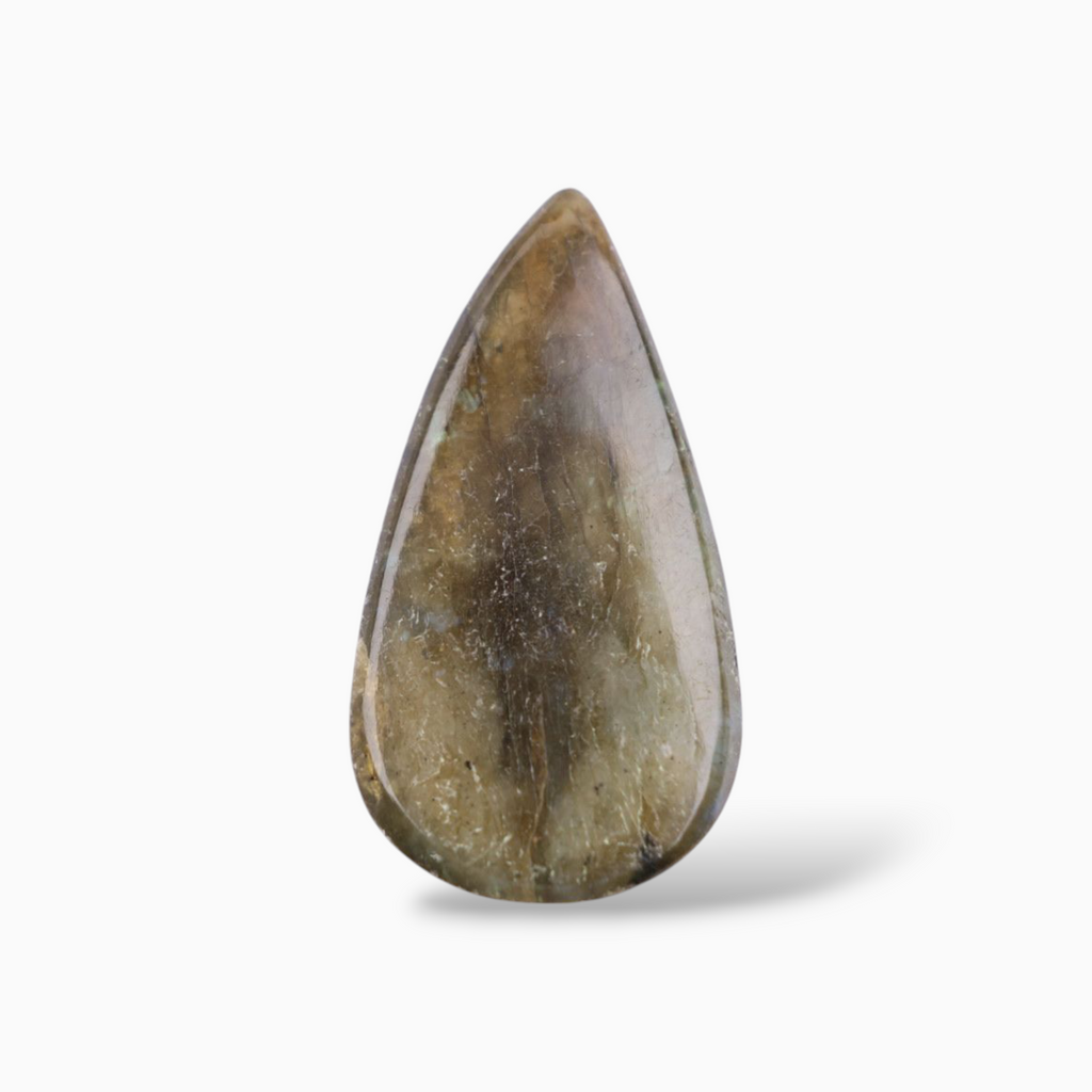 African Natural Labradorite Crystal For Sale Pear Cabochon Shape 29.41 Carats 32.1x17.2mm