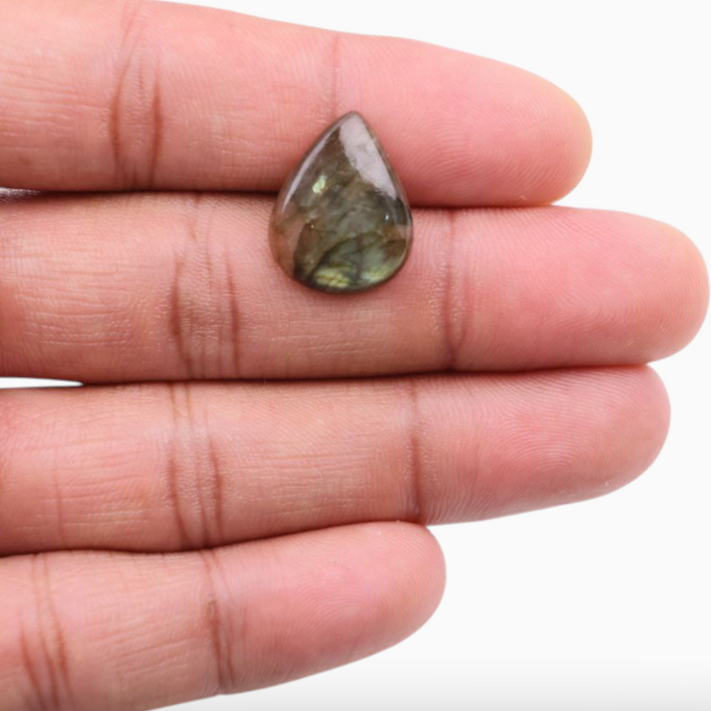 Natural Crystal Labradorite Stone For Sale Pear Cabochon Shape 8.03 Carats 18.7x15mm