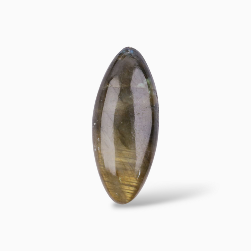 Original African Labradorite Crystal For Sale Marquise Cabochon Shape 20.42 Carats 32x13.6mm