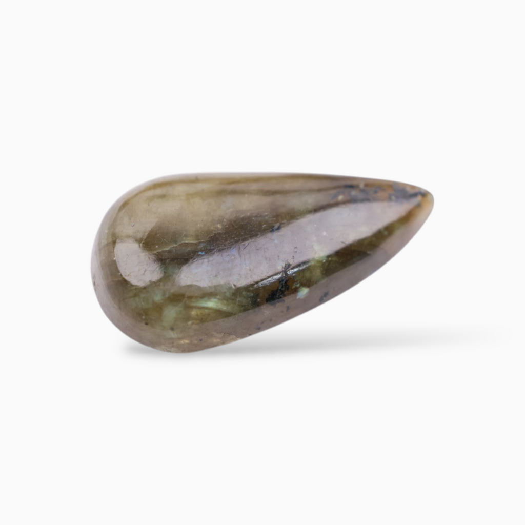 African Natural Labradorite Crystal For Sale Pear Cabochon Shape 29.41 Carats 32.1x17.2mm