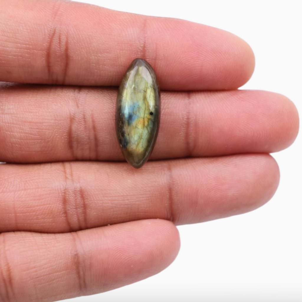 Buy Now Labradorite Stone  For Sale Marquise Cabochon Shape 13.36 Carats 26.1x10.9mm