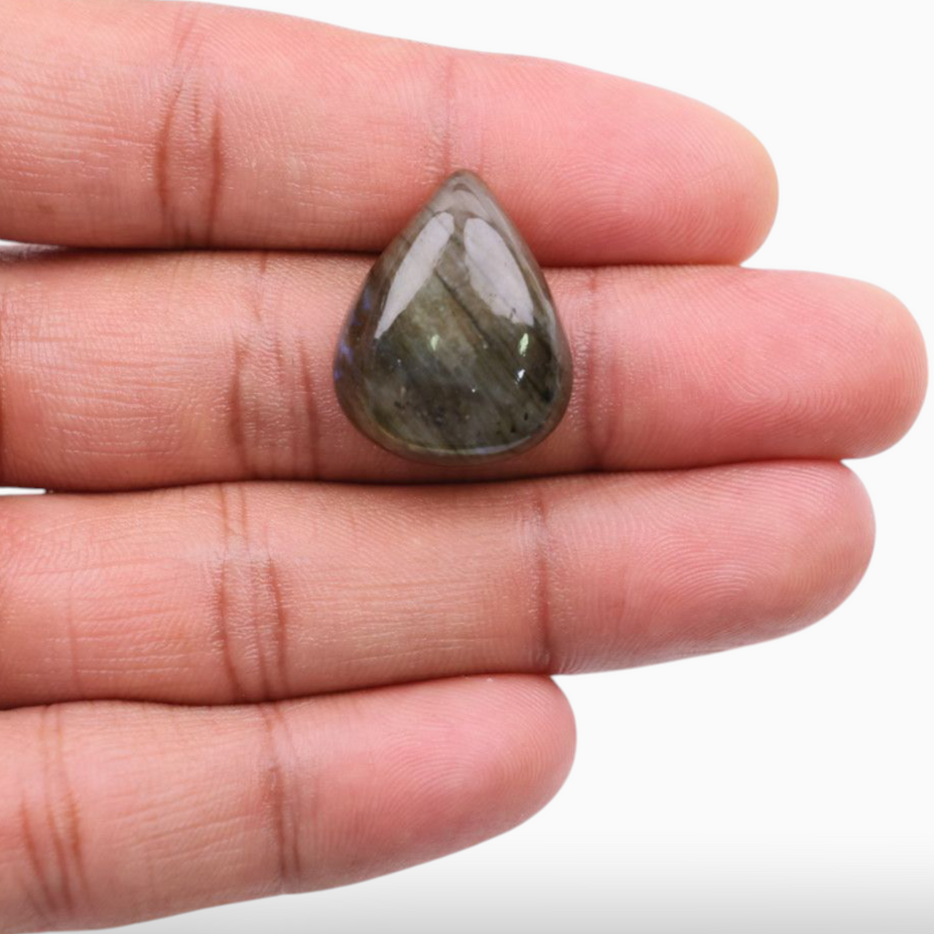 Buy Now Original African Labradorite Crystal For Sale Pear Cabochon Shape 26.07 Carats 23.4x19mm