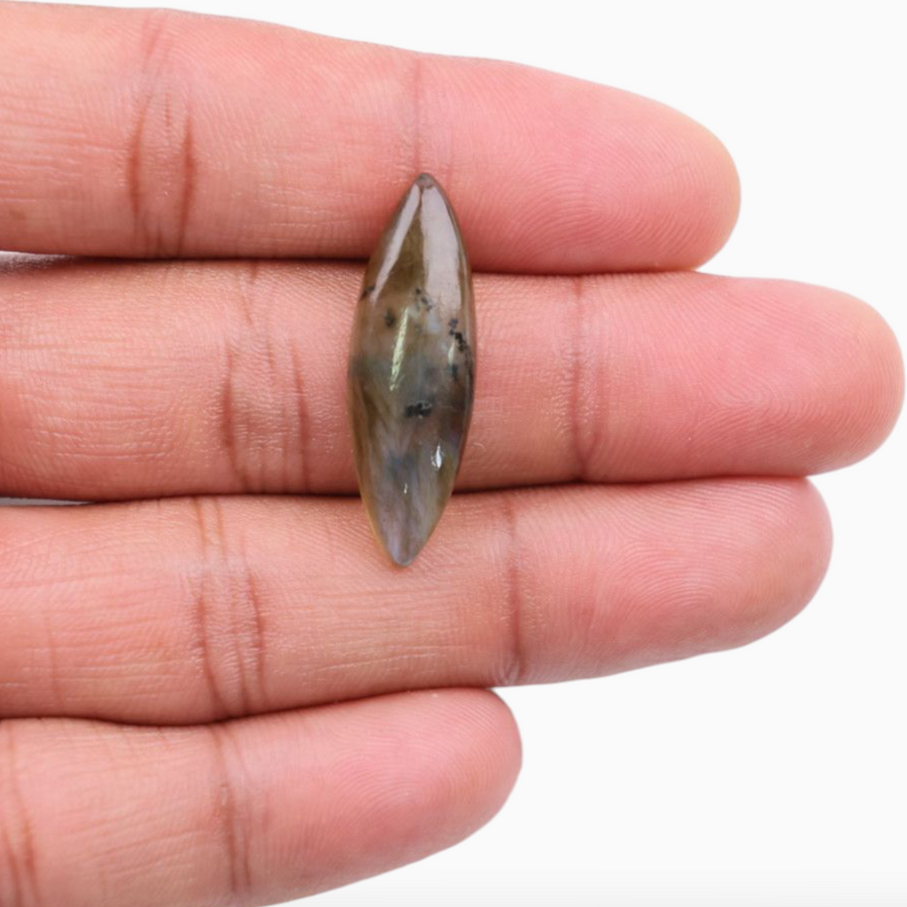 Buy Now Best African Labradorite Crystal For Sale Marquise Cabochon Shape 11.84 Carats 31.5x10.4mm