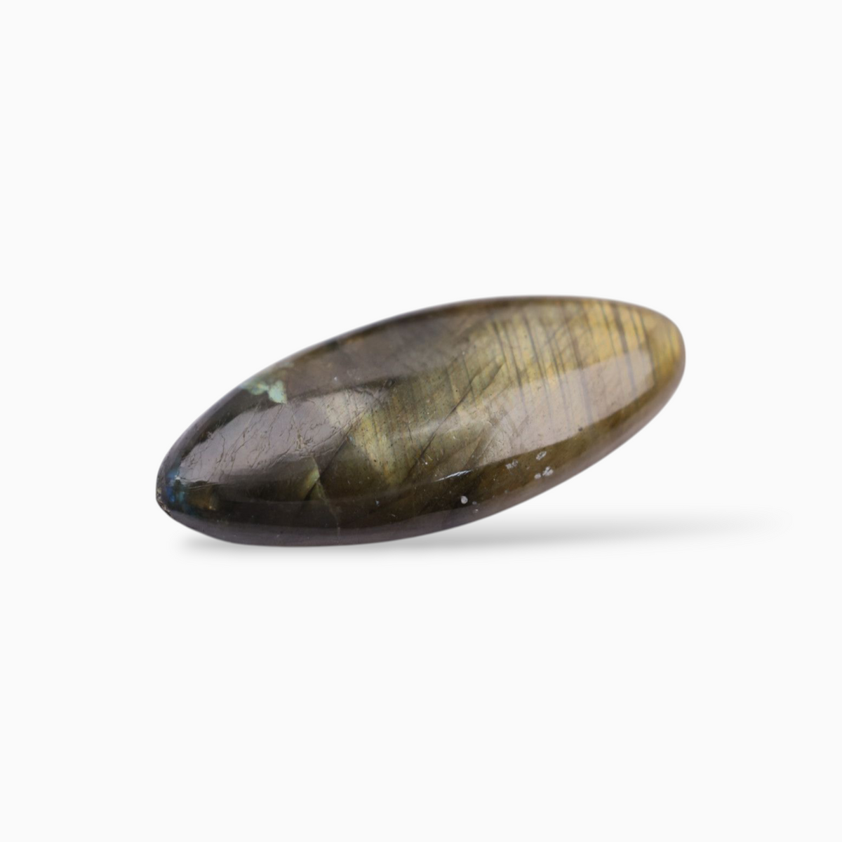 Original African Labradorite Crystal For Sale Marquise Cabochon Shape 20.42 Carats 32x13.6mm