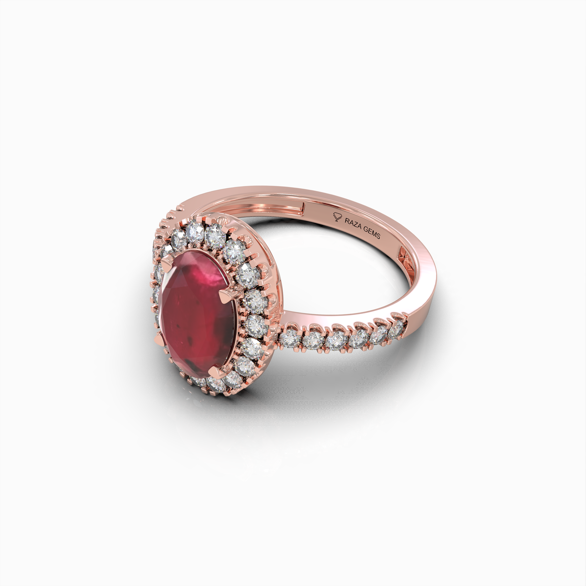 Clarice - 18K Gold Emerald-Cut Ruby Ring with Green Moissanite Side Stones | Yellow, White & Rose Gold