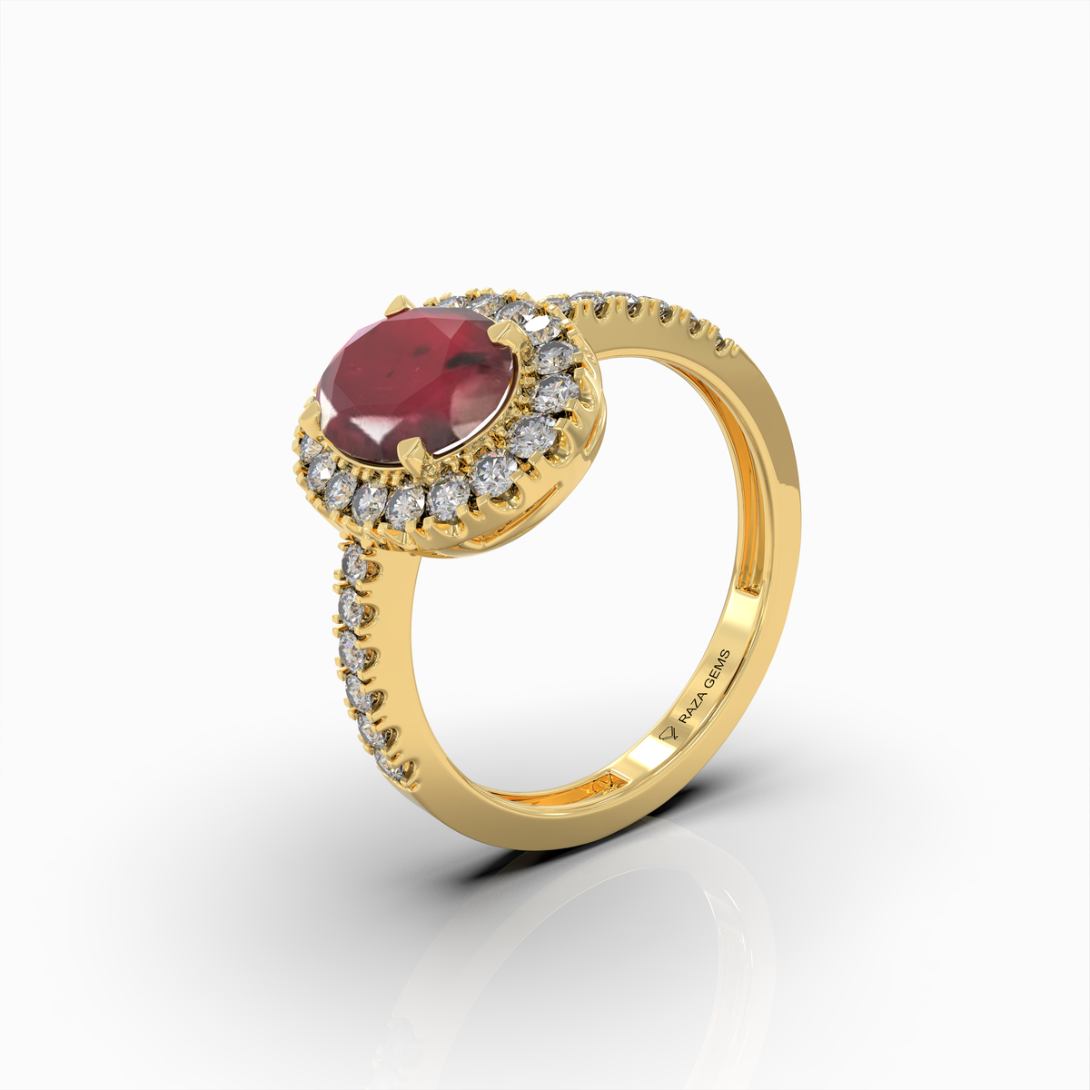 Clarice - 18K Gold Emerald-Cut Ruby Ring with Green Moissanite Side Stones | Yellow, White & Rose Gold