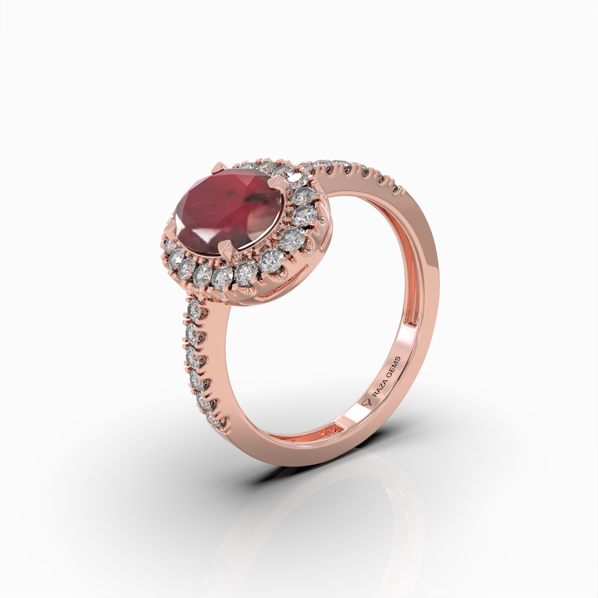 Clarice - 18K Gold Emerald-Cut Ruby Ring with Green Moissanite Side Stones | Yellow, White & Rose Gold