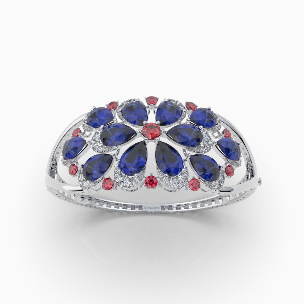 Natural Sapphire & Ruby Bracelet with Moissanite - Avani