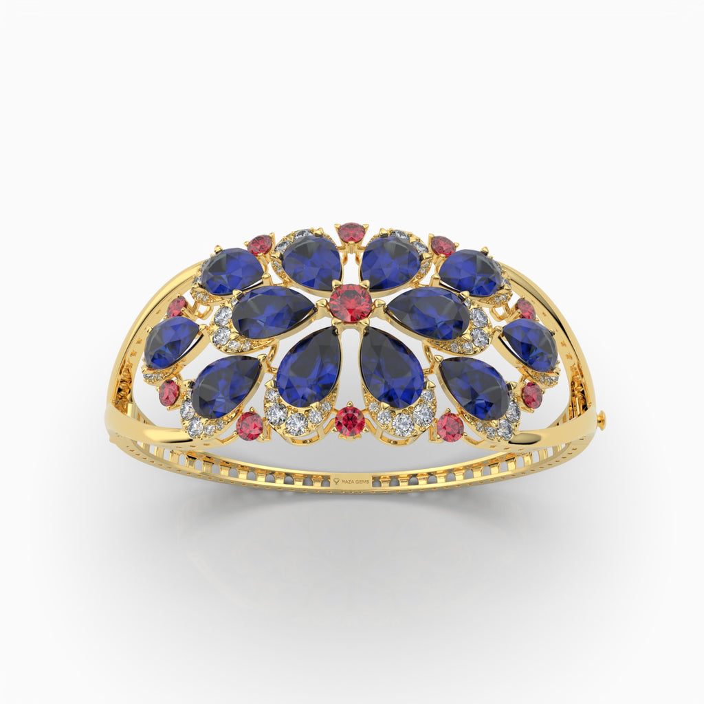 Natural Sapphire & Ruby Bracelet with Moissanite - Avani