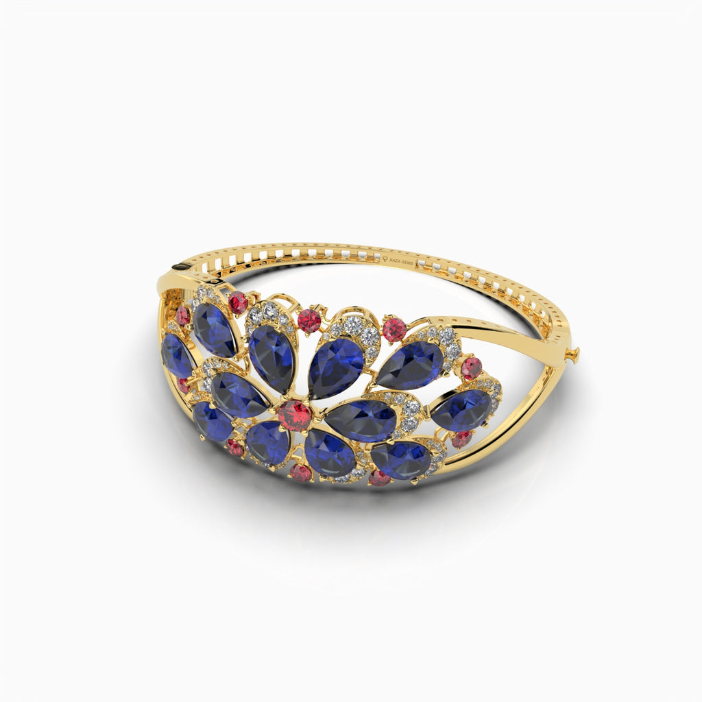 Natural Sapphire & Ruby Bracelet with Moissanite - Avani