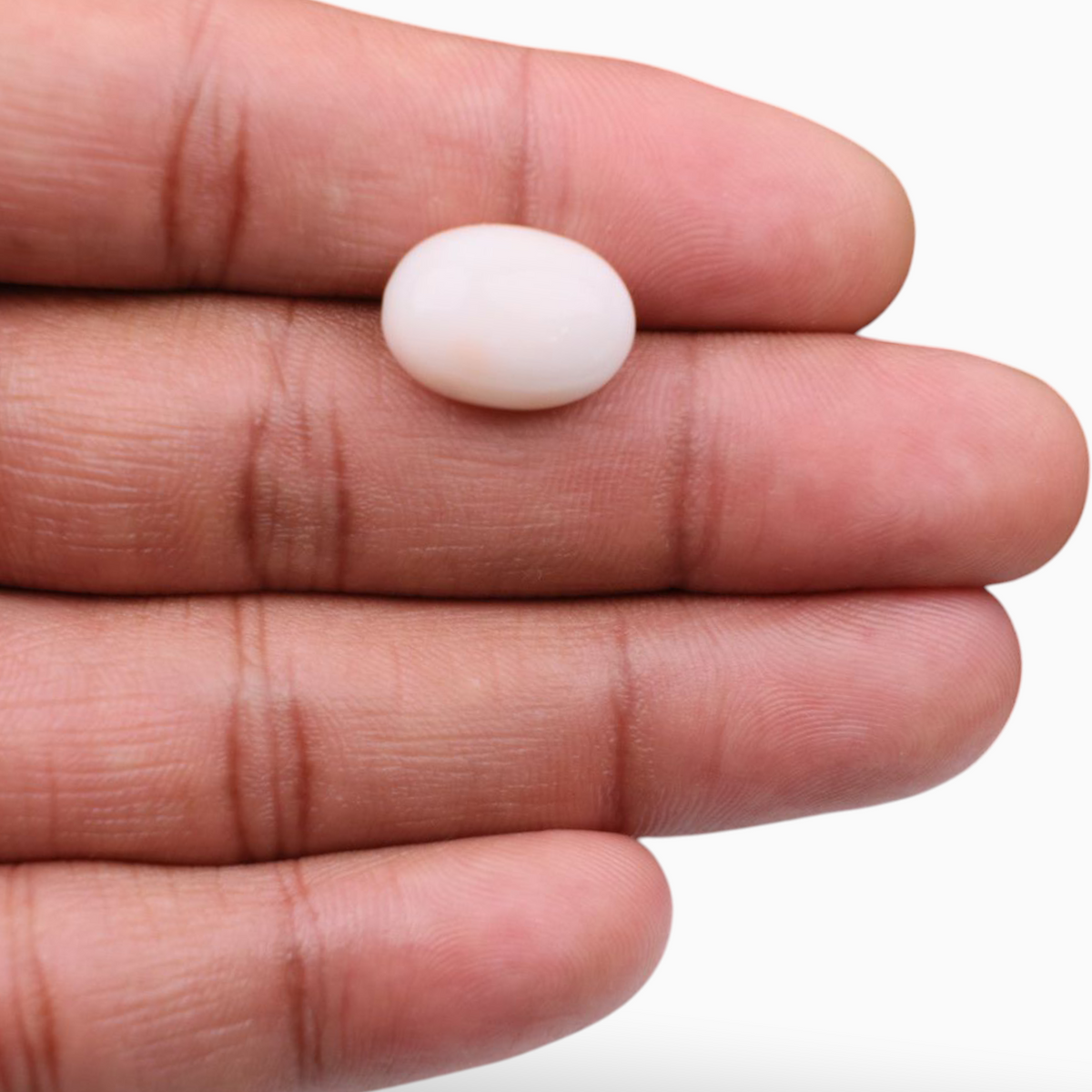 Original Pink Coral Mooga Stone 9.80 Carats In Oval Cabochon Shape 11.6x16mm Size